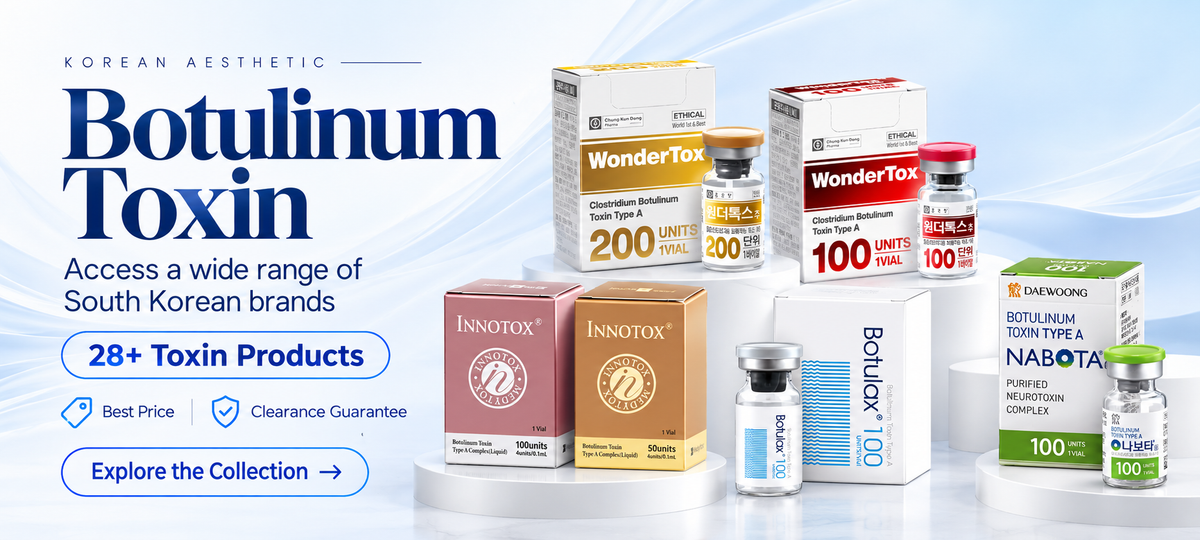 Korean botulinum toxin brands - WonderTox, Innotox, Botulax and Nabota in 100 and 200 unit vials