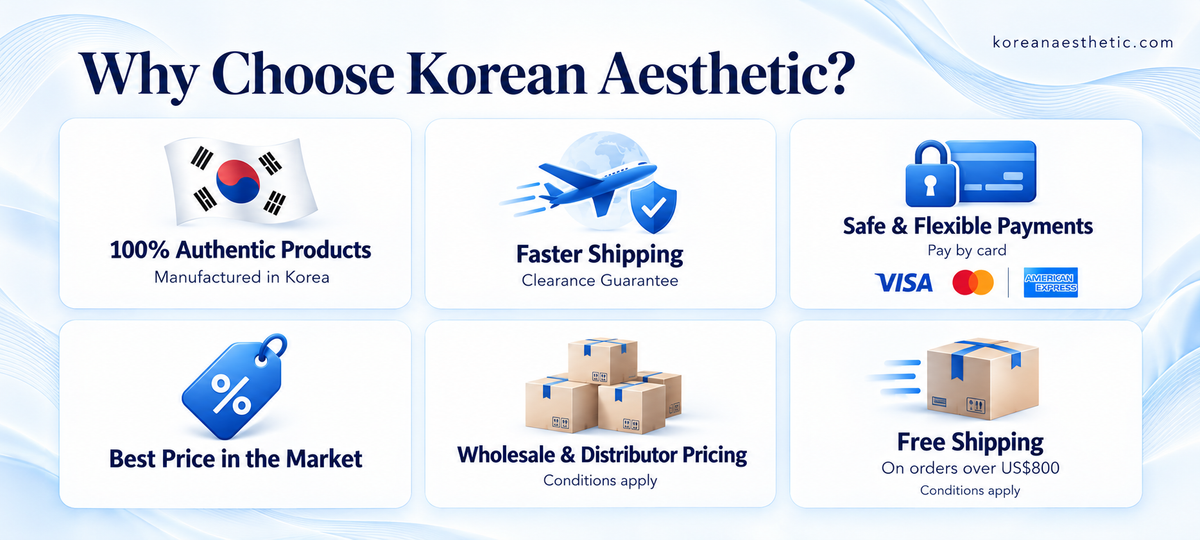Why choose Korean Aesthetic - authentic Korean products, faster shipping, card payment and wholesale pricing